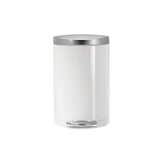 Semi-round pedal trash can, 10 L, White Steel - simplehuman