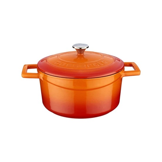 Saucepan, cast iron, 22 cm, "Folk" range, orange color - LAVA brand