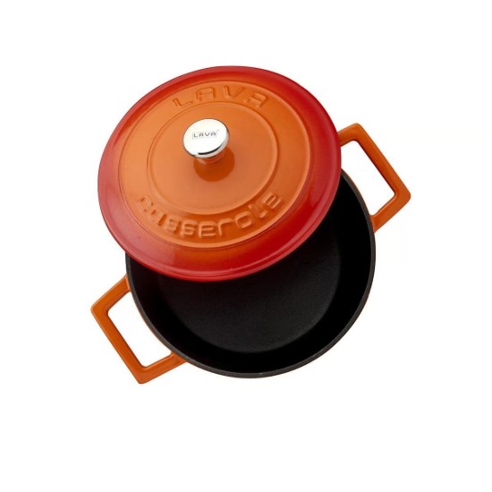 Saucepan, cast iron, 22 cm, "Folk" range, orange color - LAVA brand