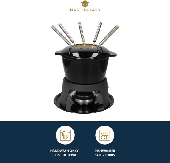 Set per fonduta da 8 pezzi, realizzato in ghisa smaltata - di Kitchen Craft