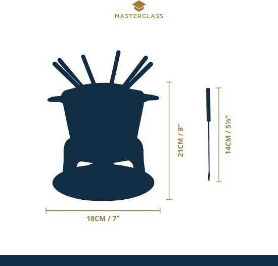 Set per fonduta da 8 pezzi, realizzato in ghisa smaltata - di Kitchen Craft