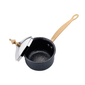 Pentola con coperchio, alluminio, 9 cm/0,35 L, "Hanedan", Nero - Korkmaz