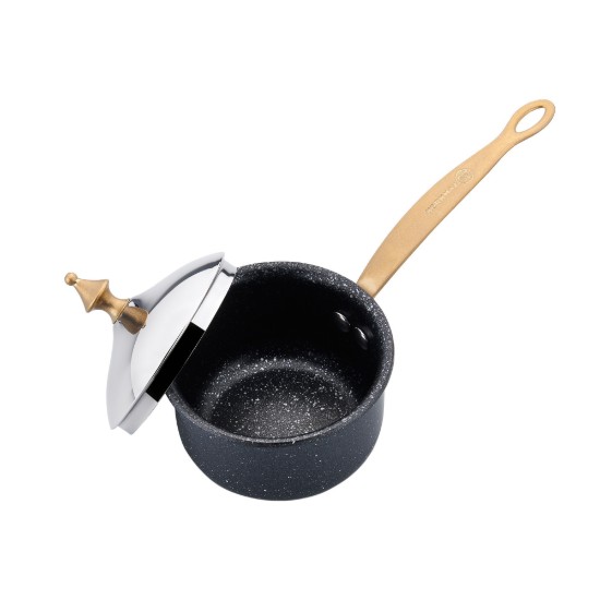 Pentola con coperchio, alluminio, 9 cm/0,35 L, "Hanedan", Nero - Korkmaz