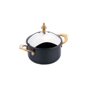 Pentola con coperchio, alluminio, 10 cm/0,45 L, "Hanedan", Nero - Korkmaz