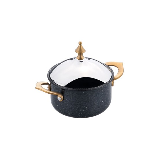 Pentola con coperchio, alluminio, 10 cm/0,45 L, "Hanedan", Nero - Korkmaz