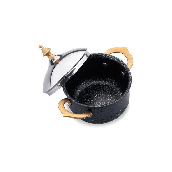 Pentola con coperchio, alluminio, 10 cm/0,45 L, "Hanedan", Nero - Korkmaz