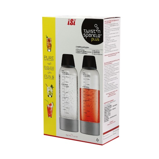 Set van 2 Twist'n Sparkle flessen, 950 ml - iSi