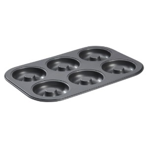 Bakplaat voor 6 mini-savarines, 31,5 x 21,5 cm, staal - merk "de Buyer"