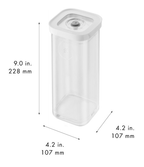 Square food container, plastic, 10.7 x 10.7 x 22.8 cm, 1.3L, 'Cube' - Zwilling