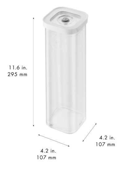 Square food storage container, plastic, 10.7 × 10.7 × 29.5 cm, 1.7L, "Cube" - Zwilling