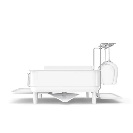Scolapiatti, acciaio inossidabile, 56,6 × 51,4 × 29,2 cm, bianco - simplehuman