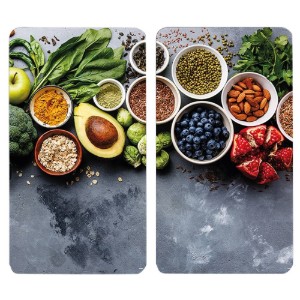 Set of 2 glass chopping boards, 50 x 28.5 cm, 0.4 cm thick, "Healthy Kitchen" - Kesper
