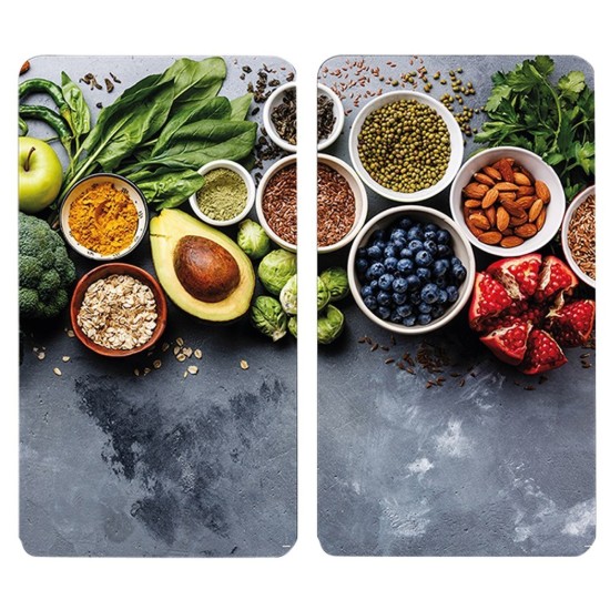 2er-Set Glasschneidebretter, 50 x 28,5 cm, 0,4 cm dick, "Healthy Kitchen“ – Kesper