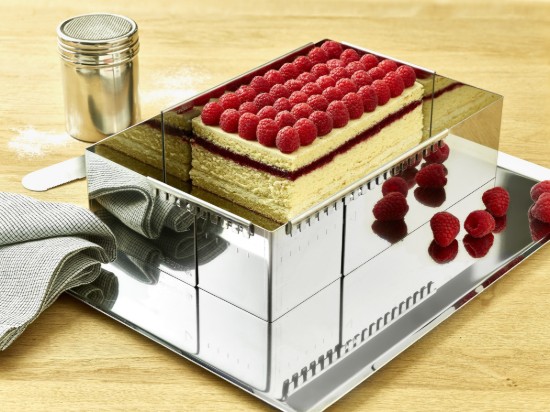 Adjustable rectangular pastry frame, stainless steel, 21x11-40x21 cm - de Buyer