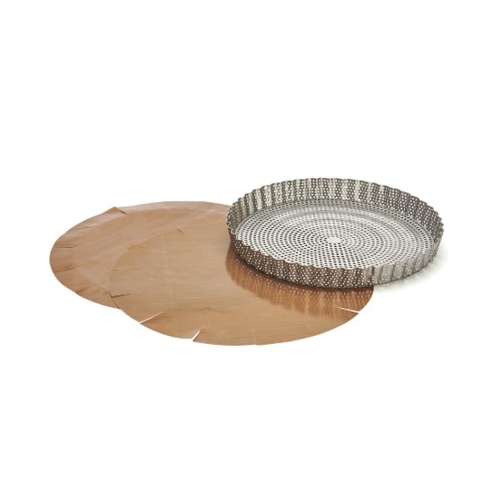 Perforert terteform med bakepapir medfølger, rustfritt stål, 24 cm - de Buyer