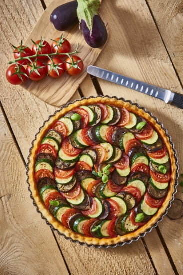 Perforert terteform, med bakepapir inkludert, rustfritt stål, 28 cm - de Buyer