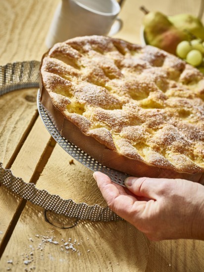 Perforert terteform, med bakepapir inkludert, rustfritt stål, 28 cm - de Buyer