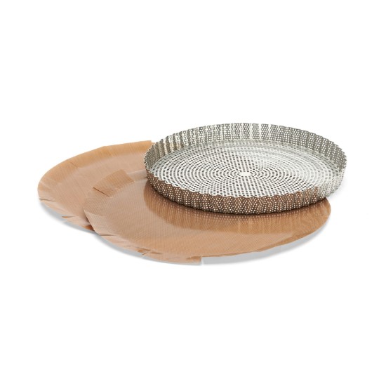 Perforert terteform, med bakepapir inkludert, rustfritt stål, 28 cm - de Buyer