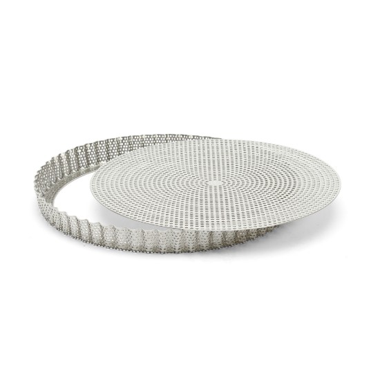 Perforert terteform, med bakepapir inkludert, rustfritt stål, 28 cm - de Buyer