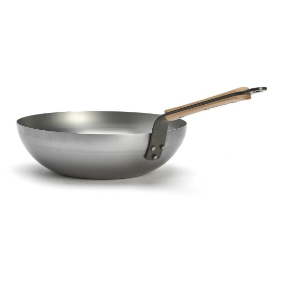 Ronde wok, staal, 28 cm, "Mineral B Bois" - de Buyer
