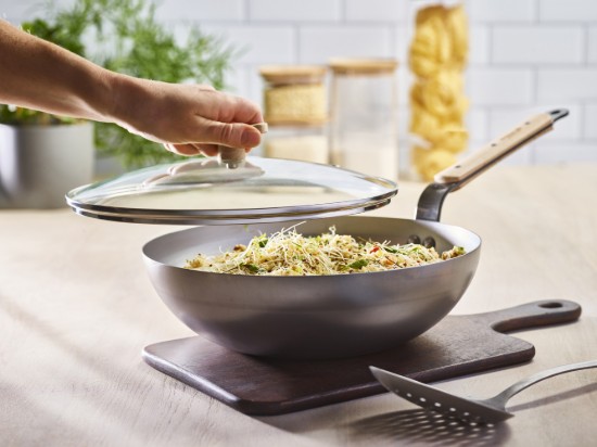 Ronde wok, staal, 28 cm, "Mineral B Bois" - de Buyer