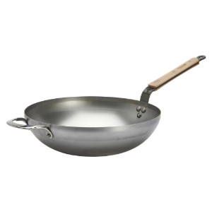 Padella wok rotonda con manici, acciaio, 32 cm, "Mineral B Bois" - de Buyer