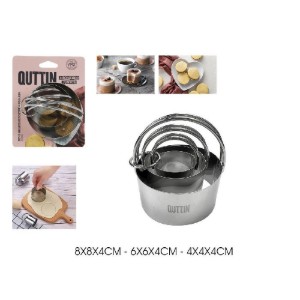 Set di 3 tagliabiscotti rotondi, acciaio inossidabile - Quttin