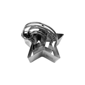 Set 3 tagliabiscotti a forma di stella, acciaio inox - Quttin