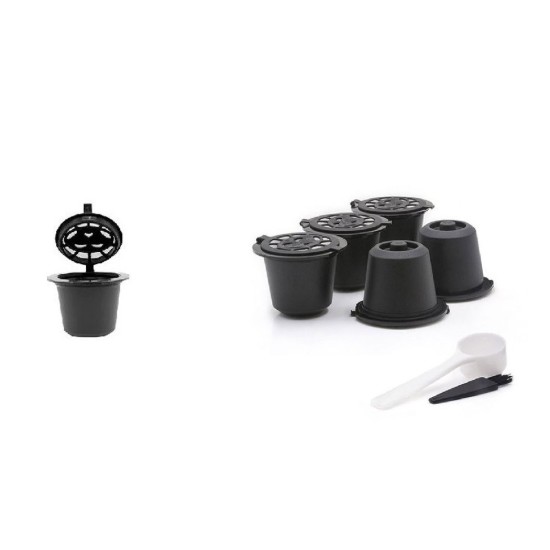 Set di 5 capsule di caffè riutilizzabili, riutilizzabili, con accessori - Quttin