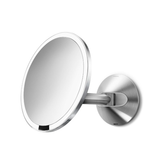 Specchio per trucco con sensore, montaggio a parete, 23 cm, Polished Steel - simplehuman