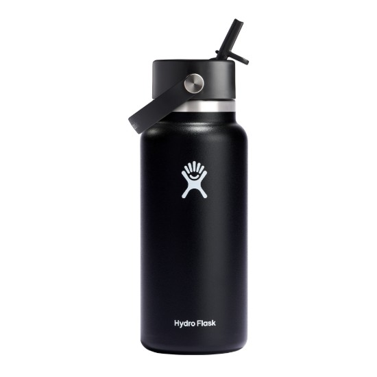 Botella termoaislante, acero inoxidable, 950ml, "Wide Straw", Black - Hydro Flask