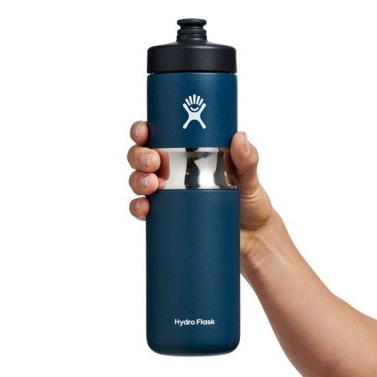 Sport-Thermo-Isolierflasche, Edelstahl, 590 ml, "Wide Mouth", Indigo - Hydro Flask