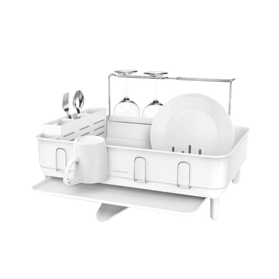 Scolapiatti, acciaio inossidabile, 56,6 × 51,4 × 29,2 cm, bianco - simplehuman