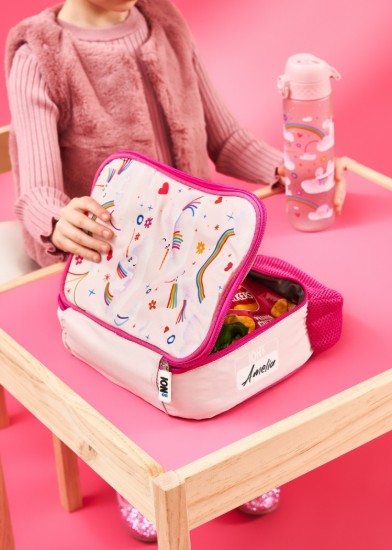 Borsa portapranzo termoisolante, 26,5 × 19,5 cm, Unicorn Rainbows - Ion8