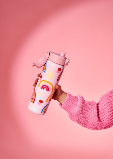 "Slim" láhev na vodu, nerezová ocel, 600 ml, Rainbows - Ion8
