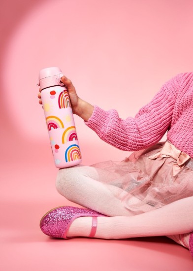 "Slim" láhev na vodu, nerezová ocel, 600 ml, Rainbows - Ion8