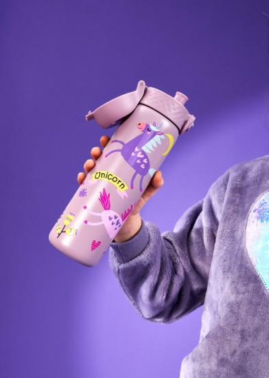Μπουκάλι νερού "Slim", από ανοξείδωτο ατσάλι, 600 ml, Unicorns - Ion8