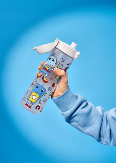 Waterfles "Slim" voor kinderen, recyclon™, 500 ml, Robots - Ion8