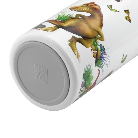 Drinking bottle for kids, stainless steel, 350ml, "Dinos", White-Grey - Zwilling