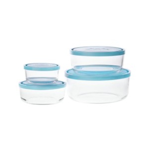 Set of 4 round containers, made of glass, "Igloo" - Borgonovo