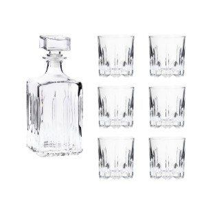 Set decanter e 6 bicchieri da whisky, in vetro, "Excalibur" - Borgonovo