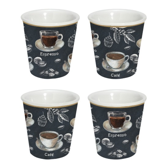 Set 4 cesti cafea, portelan, 100ml, "Barista" - Easy Life