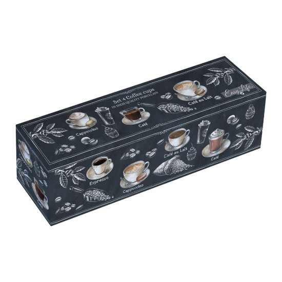 Set 4 cesti cafea, portelan, 100ml, "Barista" - Easy Life