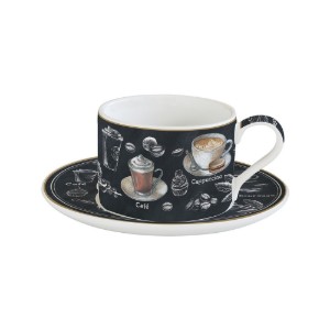 Tazzina da caffè con piattino, porcellana, 240 ml, "Barista" - Easy Life