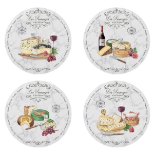 Set 4 piatti da portata per formaggi, porcellana, 19 cm, "Les Fromages" - Easy Life