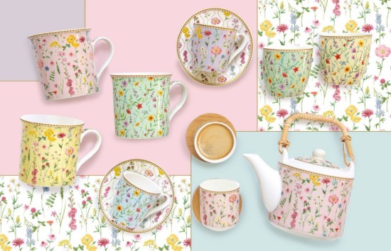 Set di 2 tazze, porcellana, 300 ml, "Meadow Flowers" - Easy Life