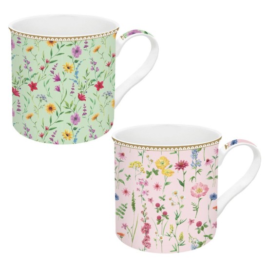 Set di 2 tazze, porcellana, 300 ml, "Meadow Flowers" - Easy Life