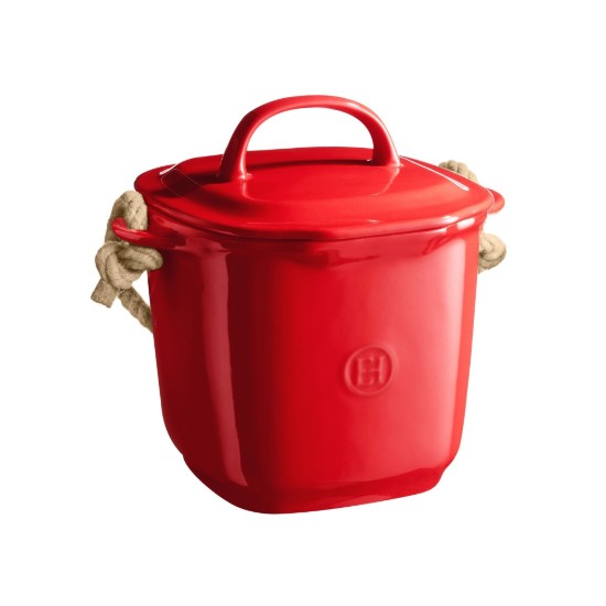 Compost bin, ceramic, 25x20.5cm/3.25L, Burgundy - Emile Henry