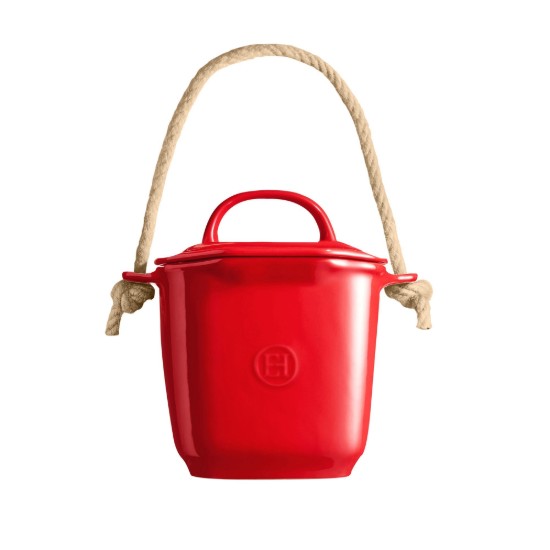 Compost bin, ceramic, 25x20.5cm/3.25L, Burgundy - Emile Henry