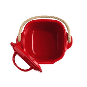 Compost bin, ceramic, 25x20.5cm/3.25L, Burgundy - Emile Henry